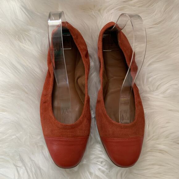 Aquatalia Orange Ballet Flats Cap Toe 8 - Picture 7 of 7